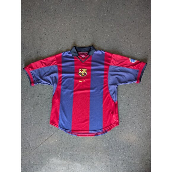 Nike FC Barcelona Soccer Jersey 2000 2001 Home Kit Red Blue Medium Authentic - Picture 1 of 8
